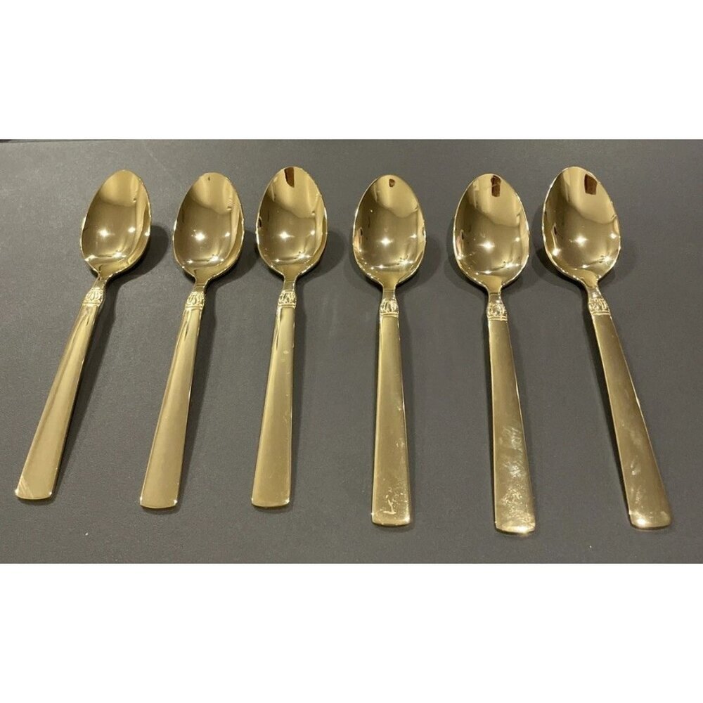 Reed & Barton Sanderling Set Of 6 Teaspoons Korea Gold Electroplate Stainless